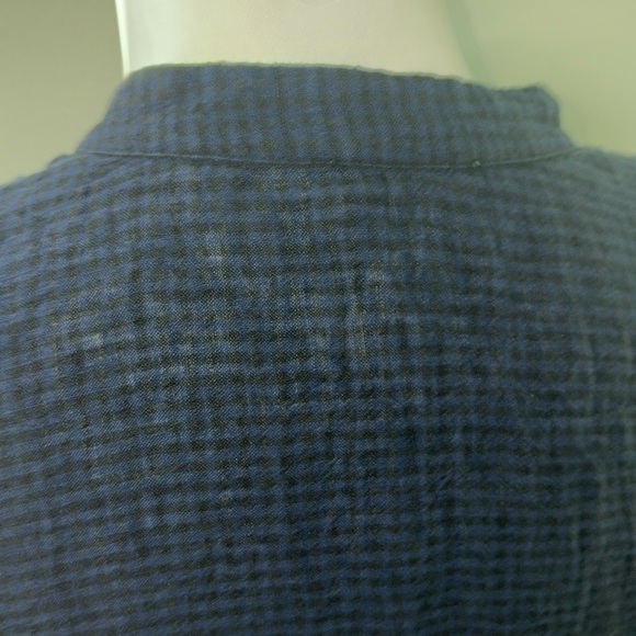 Eileen Fisher Organic Black & Blue Linen Shift Dress SP - Picture 7 of 7